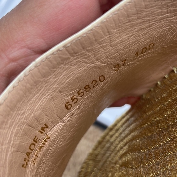 Gucci Ivory Gold GG interlocking heeled espadrille mules 37 - Picture 6 of 8